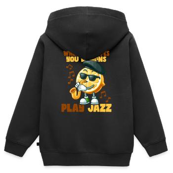 Quand la vie vous donne des citrons - Sweat Premium à capuche zippé enfant bio - noir - Dos - AI Model Kid Male (0cm)