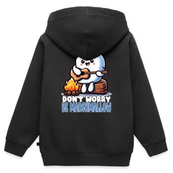 Sorglos Wie Ein Marshmallow Mit Gitarre - Kinder Premium Organic Zip Hoodie - Schwarz - Hinten - AI Model Kid Male (0cm)