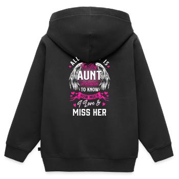 Aunt in Heaven - Kids Premium Organic Zip-up Hoodie - black - Back - AI Model Kid Male (0cm)