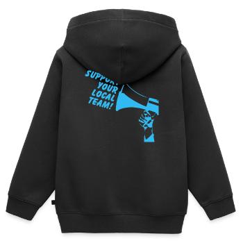 Unterstützen Sie Ihr lokales Team Malmö - Kinder Premium Organic Zip Hoodie - Schwarz - Hinten - AI Model Kid Male (0cm)