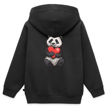 Mignon panda tenant un dessin de coeur rouge parfait pour - Sweat Premium à capuche zippé enfant bio - noir - Dos - AI Model Kid Male (0cm)
