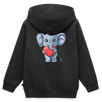 Cute Elephant Holding Heart Illustration for - Kinder Premium Organic Zip Hoodie - Schwarz - Hinten - AI Model Kid Male (0cm)