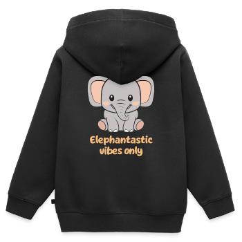 Elephantastic Vibes Nur süßer Elefant - Kinder Premium Organic Zip Hoodie - Schwarz - Hinten - AI Model Kid Male (0cm)