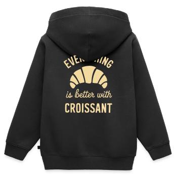 Alles Ist Besser Mit Croissant - Kinder Premium Organic Zip Hoodie - Schwarz - Hinten - AI Model Kid Male (0cm)