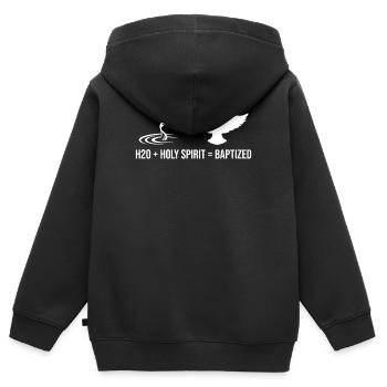 Wasser + Heiliger Geist = Getauft - Kinder Premium Organic Zip Hoodie - Schwarz - Hinten - AI Model Kid Male (0cm)