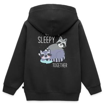 Sleeping Sleepy Tired Raccoon - Kids Premium Organic Zip-up Hoodie - black - Back - AI Model Kid Male (0cm)