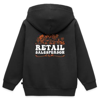 In My Retail Salesperson Era Blumenmotiv - Kinder Premium Organic Zip Hoodie - Schwarz - Hinten - AI Model Kid Male (0cm)