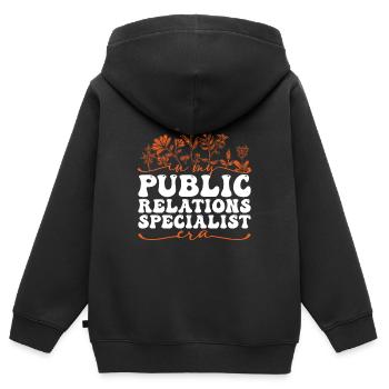 In My Public Relations Specialist Era - Kinder Premium Organic Zip Hoodie - Schwarz - Hinten - AI Model Kid Male (0cm)