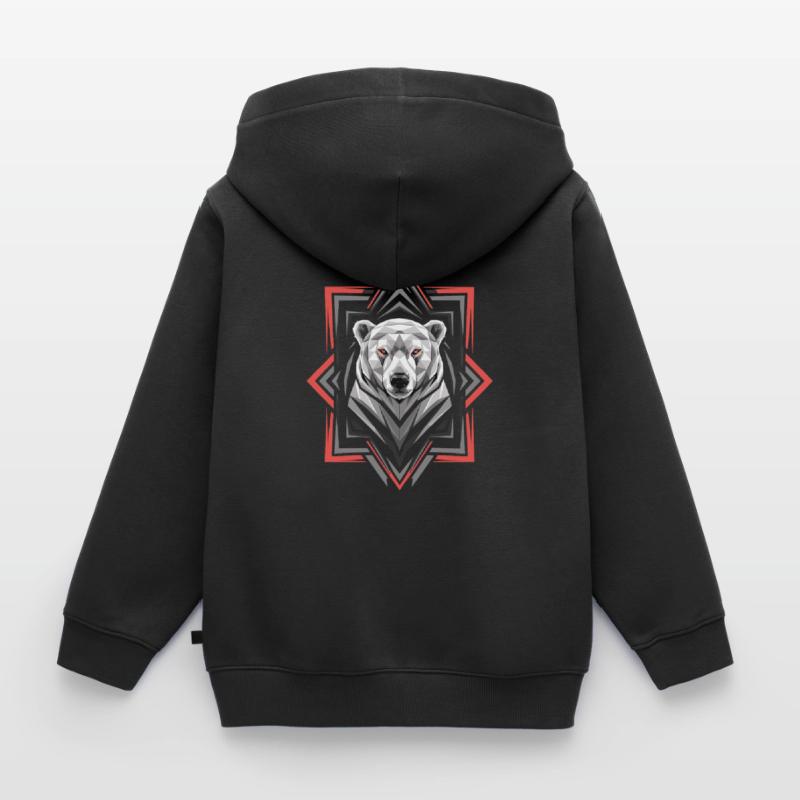 Geometrischer Eisbär Kopf Kunstwerk Kinder Premium Organic Zip Hoodie