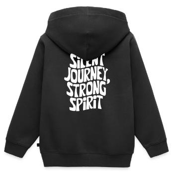 Silent Journey, Strong Spirit - Silent Walking - Kids Premium Organic Zip-up Hoodie - black - Back - AI Model Kid Male (0cm)