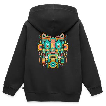 Dieu Maya Mythologie Maya Itzamna - Sweat Premium à capuche zippé enfant bio - noir - Dos - AI Model Kid Male (0cm)