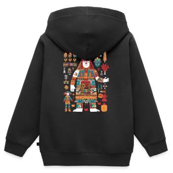 Itzamna Maya God Mythologie maya - Sweat Premium à capuche zippé enfant bio - noir - Dos - AI Model Kid Male (0cm)