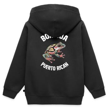 Boricua Porto Rico Coqui Porto Rico Artistique - Sweat Premium à capuche zippé enfant bio - noir - Dos - AI Model Kid Male (0cm)