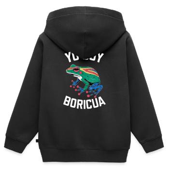 Yo Soy Boricua Frosch – Stolzes Puertoricaner - Kinder Premium Organic Zip Hoodie - Schwarz - Hinten - AI Model Kid Male (0cm)