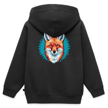 Renard - Illustration - Sweat Premium à capuche zippé enfant bio - noir - Dos - AI Model Kid Male (0cm)