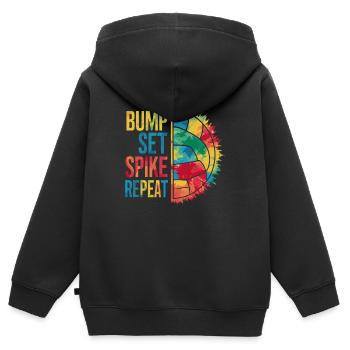 Volleyball Volleyballer Bump Set Spike Repeat - Kinder Premium Organic Zip Hoodie - Schwarz - Hinten - AI Model Kid Male (0cm)