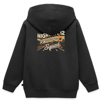Highway 12 Road Trip Squad Sonnenuntergang - Kinder Premium Organic Zip Hoodie - Schwarz - Hinten - AI Model Kid Male (0cm)