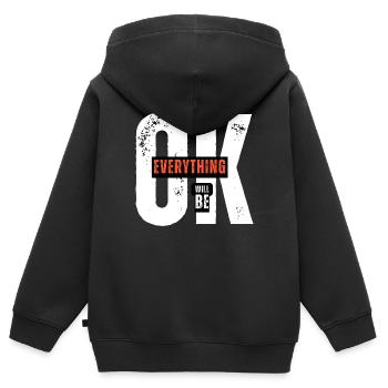 EVERYTHING OK - Kinder Premium Organic Zip Hoodie - Schwarz - Hinten - AI Model Kid Male (0cm)