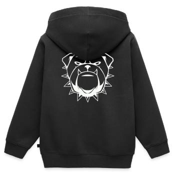 bulldog 01 - Kinder Premium Organic Zip Hoodie - Schwarz - Hinten - AI Model Kid Male (0cm)