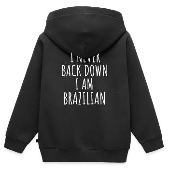 Je n’abandonne jamais, je suis brésilienne - Sweat Premium à capuche zippé enfant bio - noir - Dos - AI Model Kid Male (0cm)