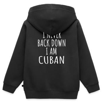 Je n’abandonne jamais, je suis cubaine - Sweat Premium à capuche zippé enfant bio - noir - Dos - AI Model Kid Male (0cm)