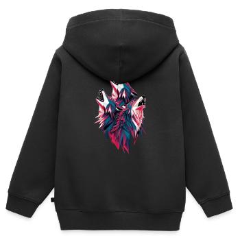 Low Poly Wölfe im Rudel Heulen - Kinder Premium Organic Zip Hoodie - Schwarz - Hinten - AI Model Kid Male (0cm)