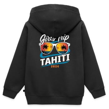 Girls Trip Tahiti 2024 - Kinder Premium Organic Zip Hoodie - Schwarz - Hinten - AI Model Kid Male (0cm)