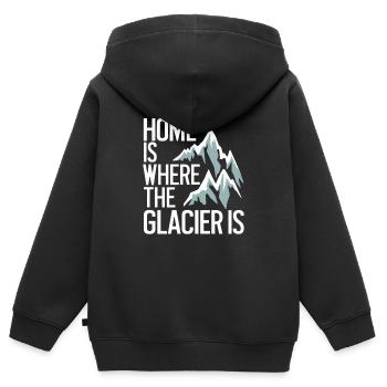 Souvenir d’Islande : la maison est là où se trouve le glacier - Sweat Premium à capuche zippé enfant bio - noir - Dos - AI Model Kid Male (0cm)