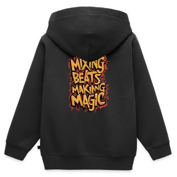 DJ - Mixer des rythmes Faire de la magie - Sweat Premium à capuche zippé enfant bio - noir - Dos - AI Model Kid Male (0cm)