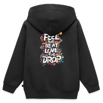 DJ - Feel The Beat Love The Drop - Kinder Premium Organic Zip Hoodie - Schwarz - Hinten - AI Model Kid Male (0cm)
