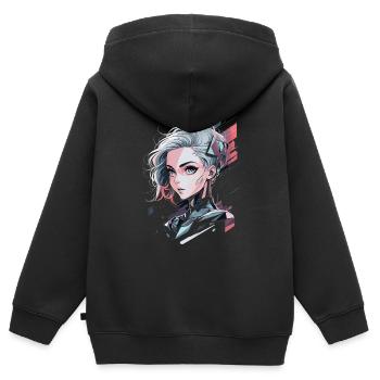 Futuristic Cyberpunk Warrior - Kids Premium Organic Zip-up Hoodie - black - Back - AI Model Kid Male (0cm)