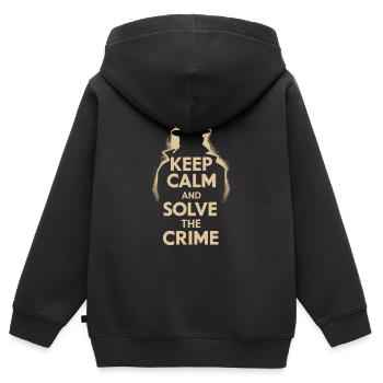 Gardez votre calme et résolvez le mystère du crime et du meurtre - Sweat Premium à capuche zippé enfant bio - noir - Dos - AI Model Kid Male (0cm)