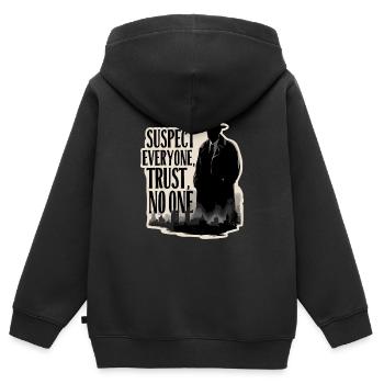 Soupçonnez tout le monde, ne faites confiance à personne Meurtre - Sweat Premium à capuche zippé enfant bio - noir - Dos - AI Model Kid Male (0cm)