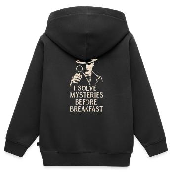Murder Mystery Dinner Outfit - I Solve Mysteries - Kids Premium Organic Zip-up Hoodie - black - Back - AI Model Kid Male (0cm)
