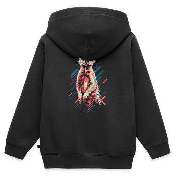 Cooler Erdmännchen Look in Bunt - Kinder Premium Organic Zip Hoodie - Schwarz - Hinten - AI Model Kid Male (0cm)