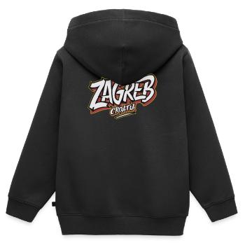 Zagreb Croatia Souvenir - Kids Premium Organic Zip-up Hoodie - black - Back - AI Model Kid Male (0cm)