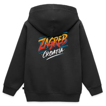 Zagreb Croatia Souvenir Artwork - Kids Premium Organic Zip-up Hoodie - black - Back - AI Model Kid Male (0cm)