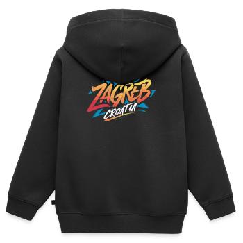 Zagreb Croatia Souvenir - Kids Premium Organic Zip-up Hoodie - black - Back - AI Model Kid Male (0cm)