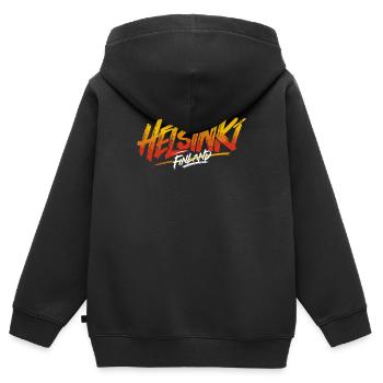 Helsinki Finlande Souvenir - Sweat Premium à capuche zippé enfant bio - noir - Dos - AI Model Kid Male (0cm)