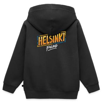Helsinki Finland Souvenir - Kinder Premium Organic Zip Hoodie - Schwarz - Hinten - AI Model Kid Male (0cm)