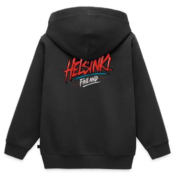 Helsinki Finlande Souvenir - Sweat Premium à capuche zippé enfant bio - noir - Dos - AI Model Kid Male (0cm)