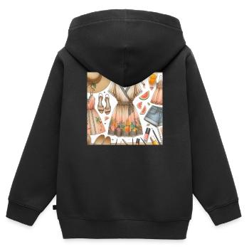 Look des Tages. - Kinder Premium Organic Zip Hoodie - Schwarz - Hinten - AI Model Kid Male (0cm)