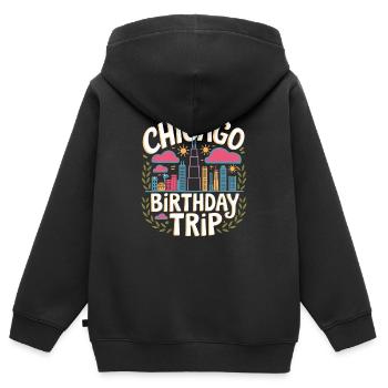 Chicago Geburtstagstrip Skyline Städte-Design - Kinder Premium Organic Zip Hoodie - Schwarz - Hinten - AI Model Kid Male (0cm)