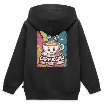 Le cappuccino est ma boisson spiritueuse - Sweat Premium à capuche zippé enfant bio - noir - Dos - AI Model Kid Male (0cm)