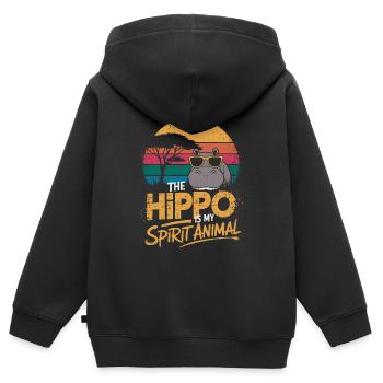 Das Nilpferd Ist Mein Spiritueller Begleiter - Kinder Premium Organic Zip Hoodie - Schwarz - Hinten - AI Model Kid Male (0cm)