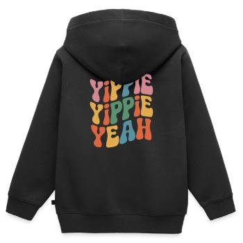 Yippie Yippie Yeah - Kinder Premium Organic Zip Hoodie - Schwarz - Hinten - AI Model Kid Male (0cm)
