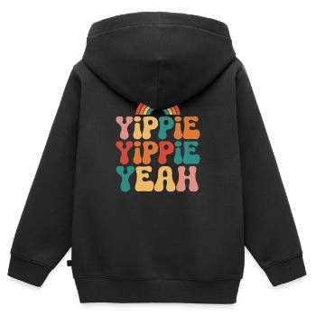 Yippie Yippie Yeah - Sweat Premium à capuche zippé enfant bio - noir - Dos - AI Model Kid Male (0cm)