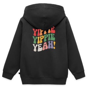 Yippie Yippie Yeah - Kinder Premium Organic Zip Hoodie - Schwarz - Hinten - AI Model Kid Male (0cm)