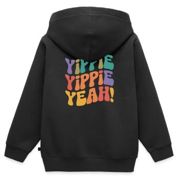 Yippie Yippie Yeah - Kinder Premium Organic Zip Hoodie - Schwarz - Hinten - AI Model Kid Male (0cm)