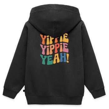 Yippie Yippie Yeah - Kinder Premium Organic Zip Hoodie - Schwarz - Hinten - AI Model Kid Male (0cm)